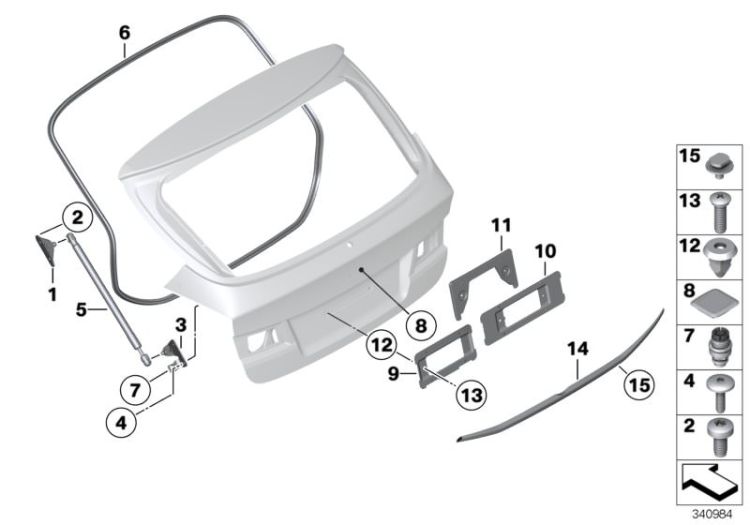 Rear lid, mounting parts ->51923411968