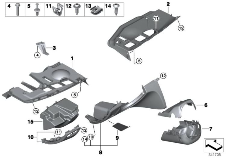 Mounting parts, instrument panel, bottom ->50142519135