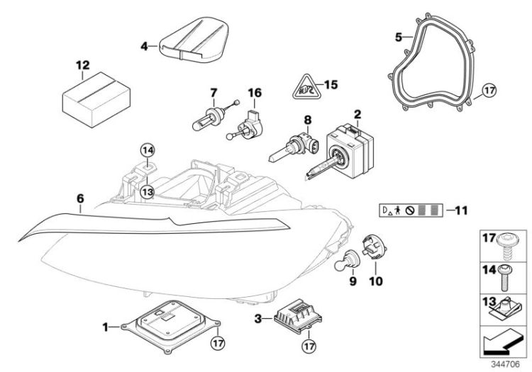 Single components for headlight ->49557630961