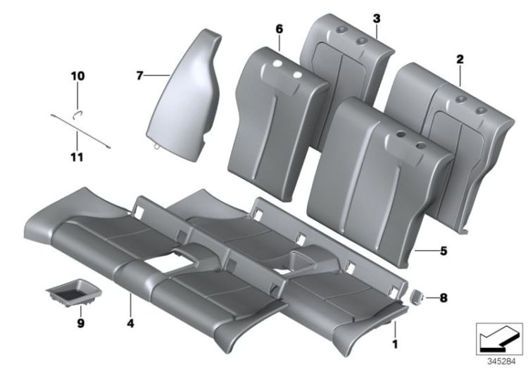 Seat, rear, cushion, & cover, basic seat ->55241523804