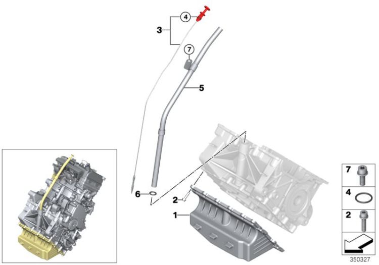 Oil pan/oil level indicator ->58170115297