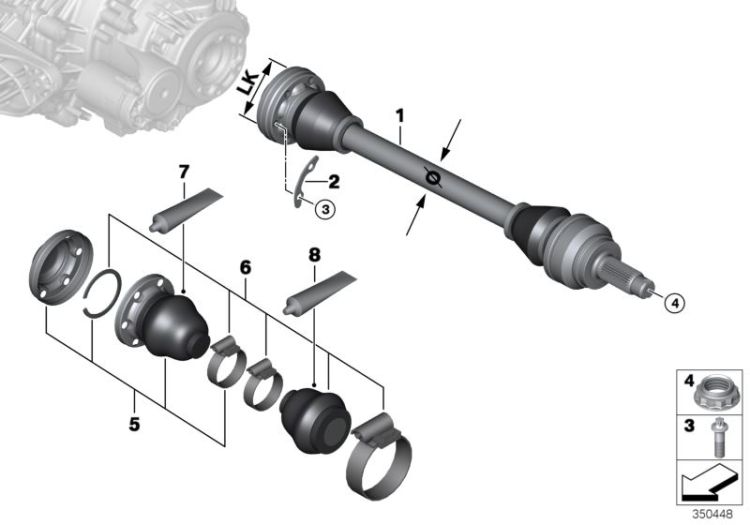 Rear axle differential QMV output shaft ->51921331437