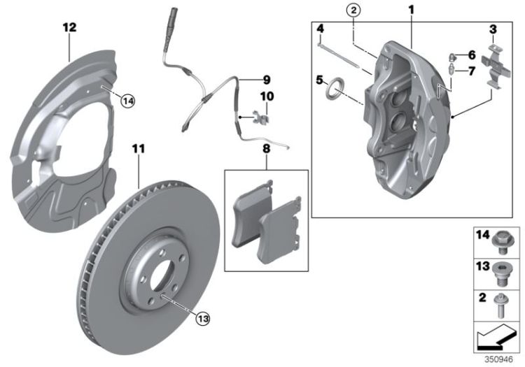 M Performance front wheel brake - repl. ->48831030116