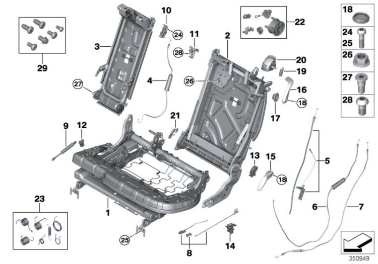 Seat, rear, seat frame, comfort seat ->56081523896