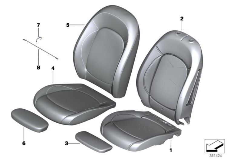Seat, front, cushion and cover ->