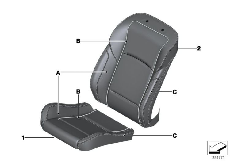 Individual sports seat cover, front ->48073030838