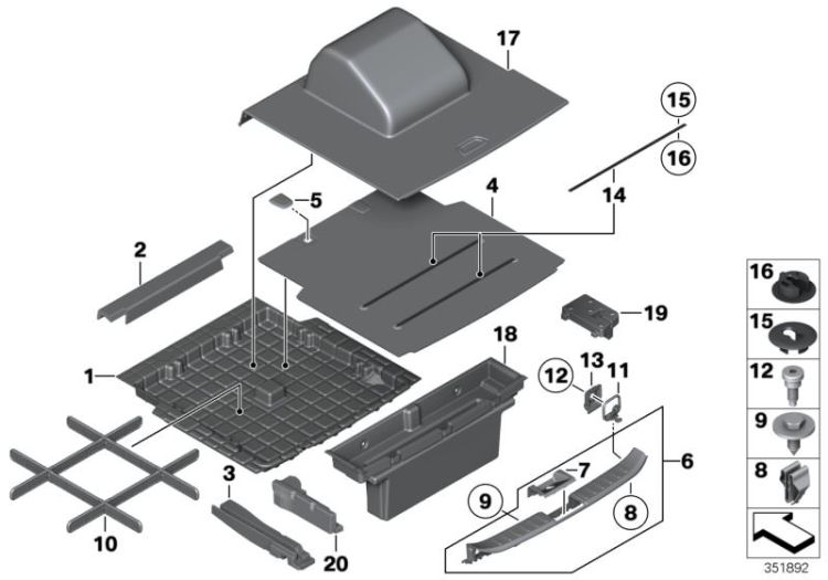 Trim panel, trunk floor ->51923517433