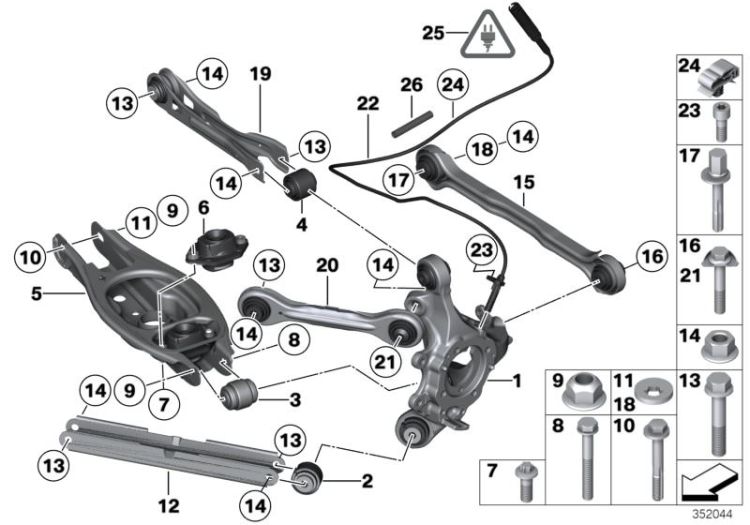 Rear axle support/wheel suspension ->51923331513