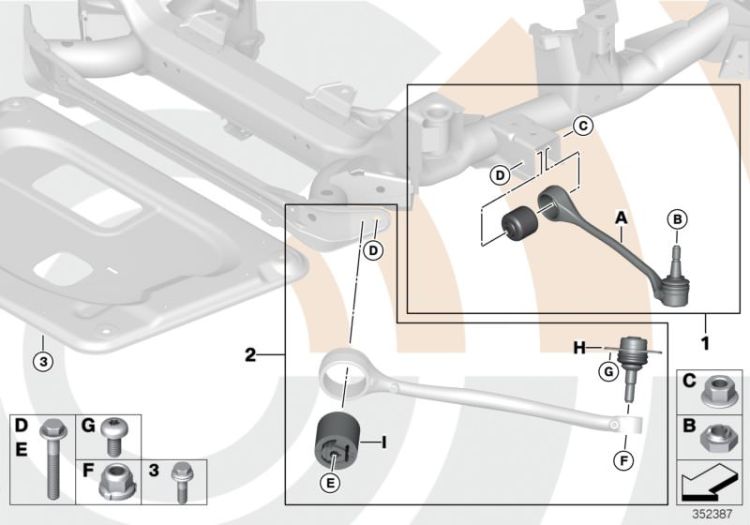 Repair kit, trailing links and wishbones ->47789311077