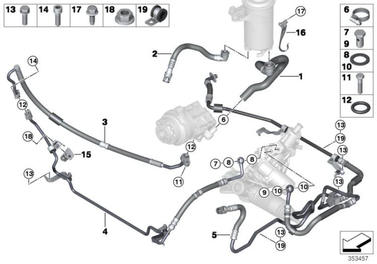 32416786394 Expansion hose part 1 Steering Lubrication system BMW Z4 Roadster E85 X5  E71 F16 >353457<, Manguera extensible parte 1