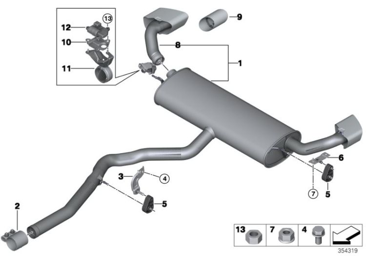 18207568777 Rubber mounting Exhaust system Exhaust system rear BMW Z4 Roadster E85 X5  E70 E71 F16 >354319<, soporte de goma