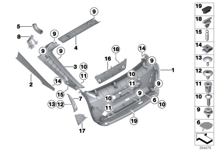 Trim panel, trunk lid ->55701518964