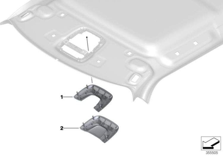 61319291832 Cover roof function centre black Vehicle trim Interior equipment top Mini Paceman Paceman  ONE/Cooper  ONE/Cooper  Countryman  Clubman  >355505<, Moldura centro de funciones techo negro