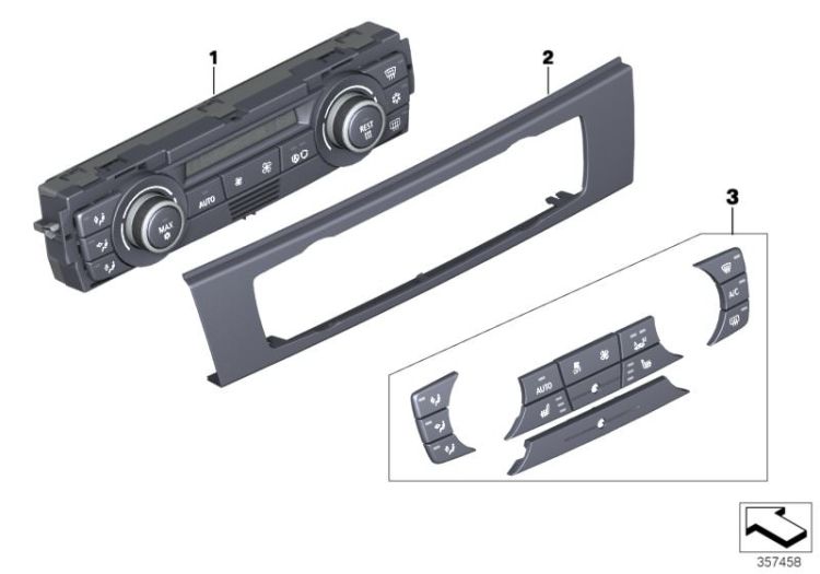 Front plate, contr. auto air conditioner, Number 02 in the illustration