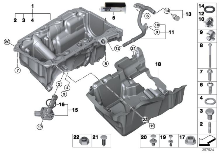 Oil pan/oil level indicator ->52069114573