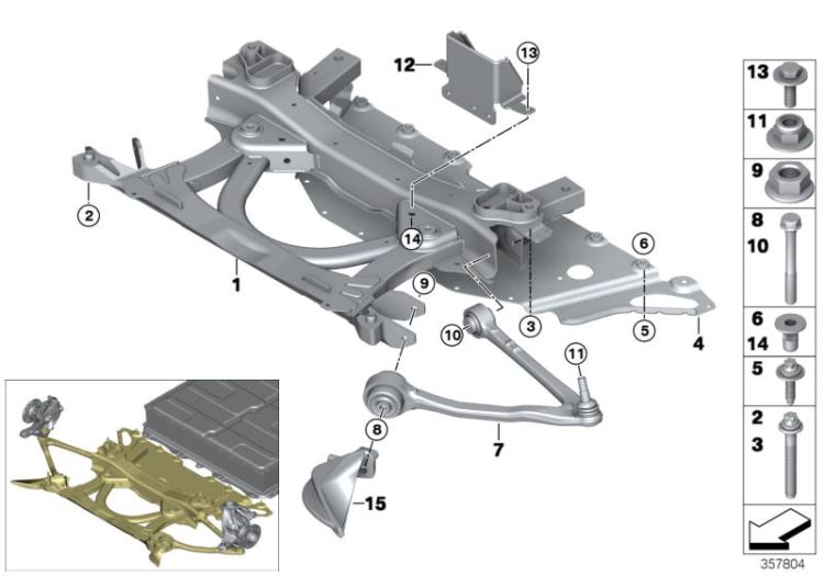 Front axle support/wishbone ->