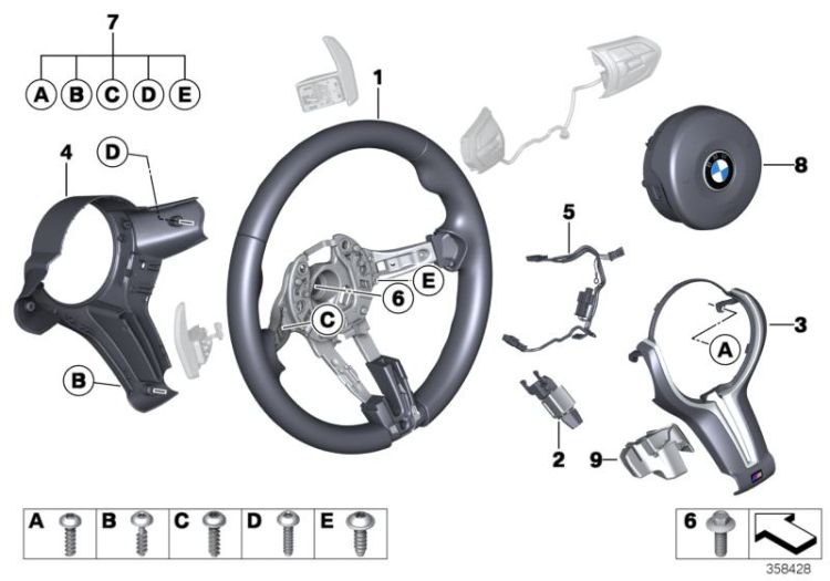 M Sports steer.-wheel, airbag, leather ->53281322235