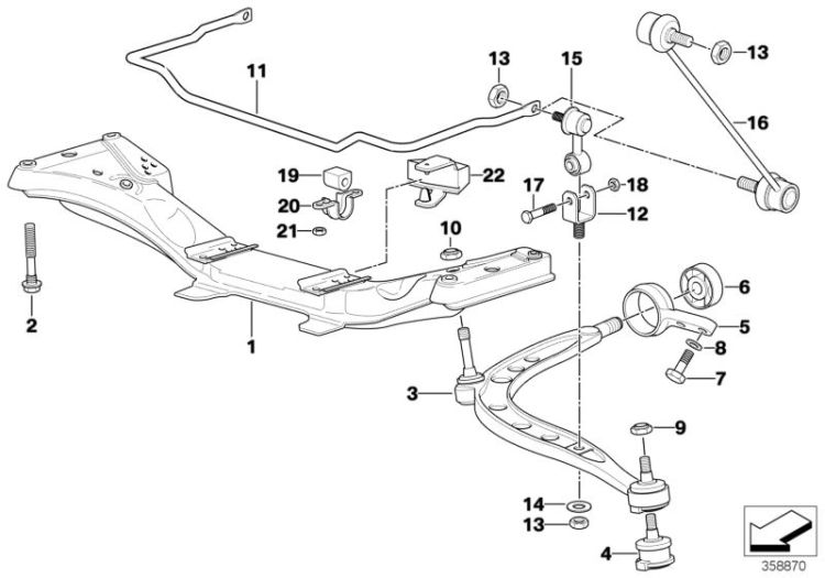 Front axle support/wishbone/stabilizer ->1133239