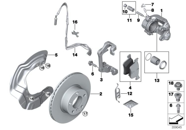 Front wheel brake, brake pad sensor ->1484305