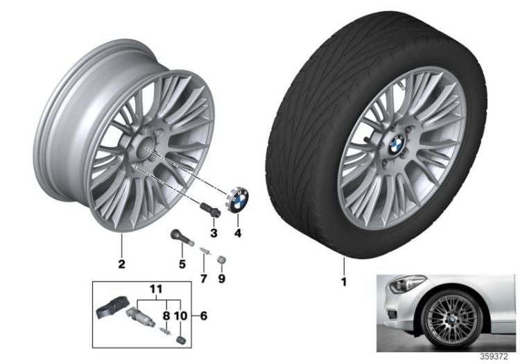 BMW LA wheel radial spoke 388 - 18`` ->53621361683