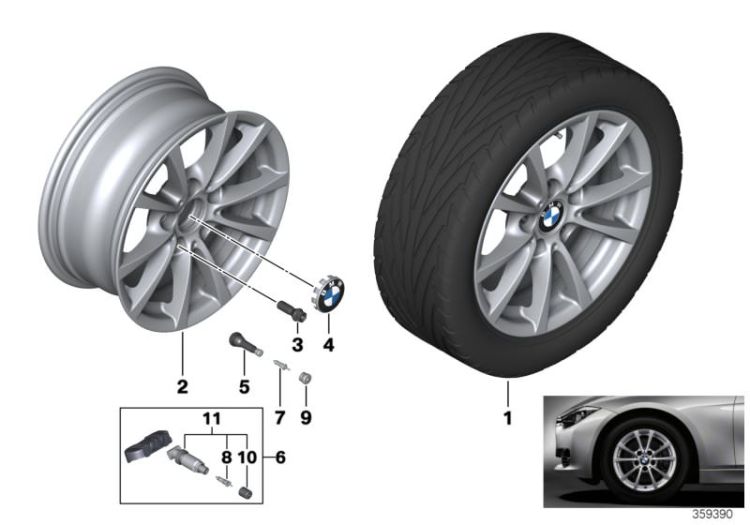 BMW LA wheel, V-spoke 390 - 16`` ->54108361686
