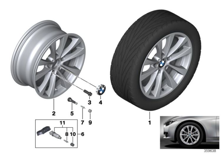 BMW LA wheel, V-spoke 395 - 17`` ->55701361696