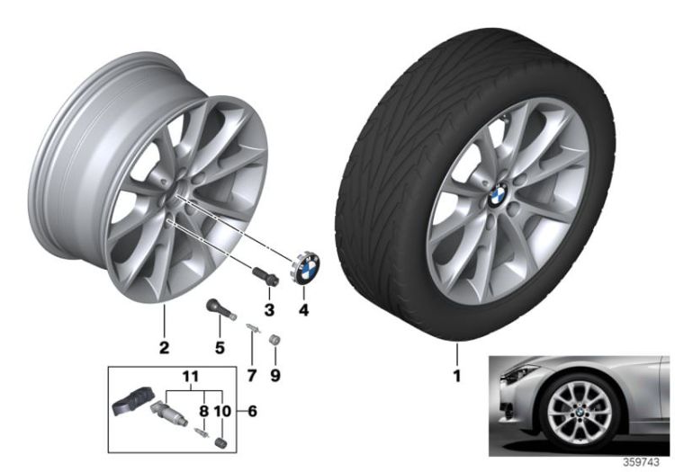 BMW LA wheel, V-spoke 398 - 18`` ->55966361979