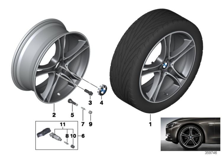 BMW LA wheel double spoke 361-20`` ->54108361703