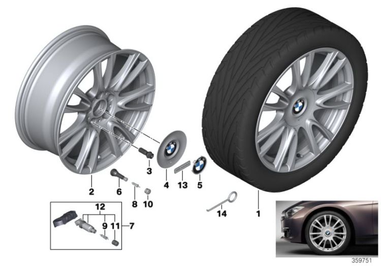 BMW LA wheel, individ. V-spoke 439-19`` ->53281361661