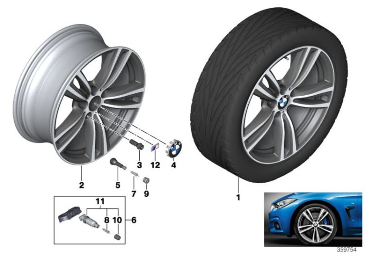 Roue all. BMW M rayons doubl. 442 - 19`` ->57445631690