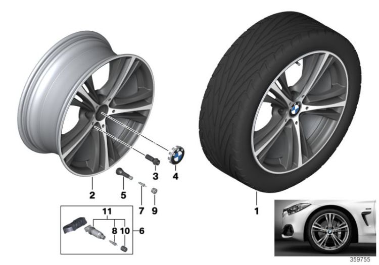 BMW LA wheel, star spoke 407 - 19`` ->54108361829