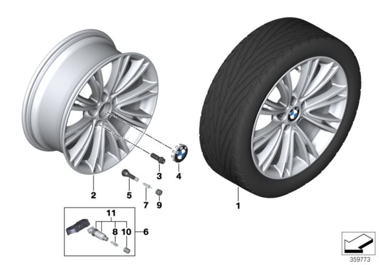BMW LA wheel, individual V-spoke 626 ->54108361995