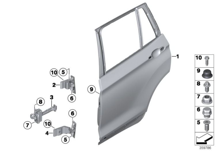 Rear door - hinge/door brake ->50139411752