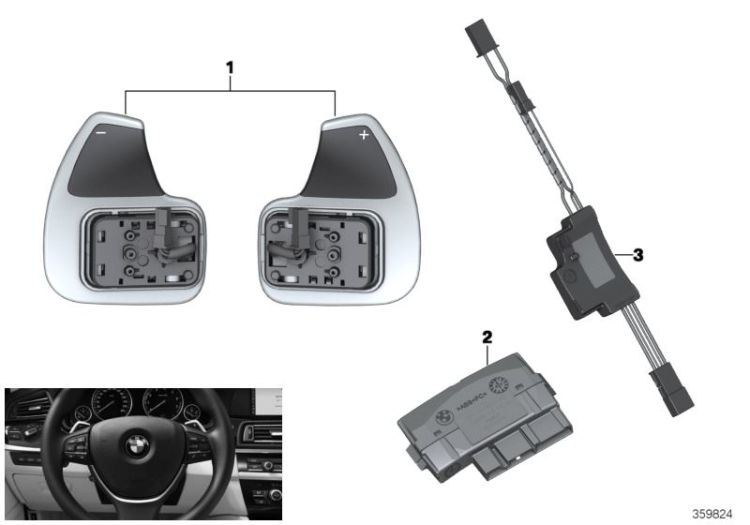 Steering wheel module and shift paddles ->52148613093