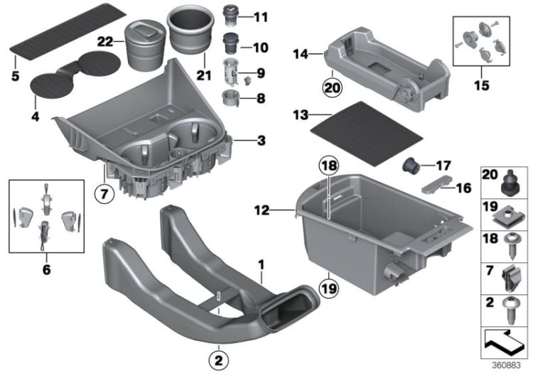 Mounted parts for centre console ->47750611331