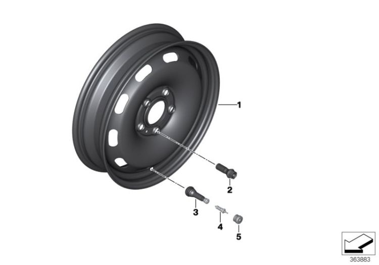 Compact spare wheel, steel, black ->1133232