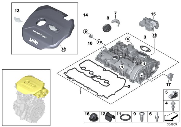 Cylinder head cover/Mounting parts ->56283115505