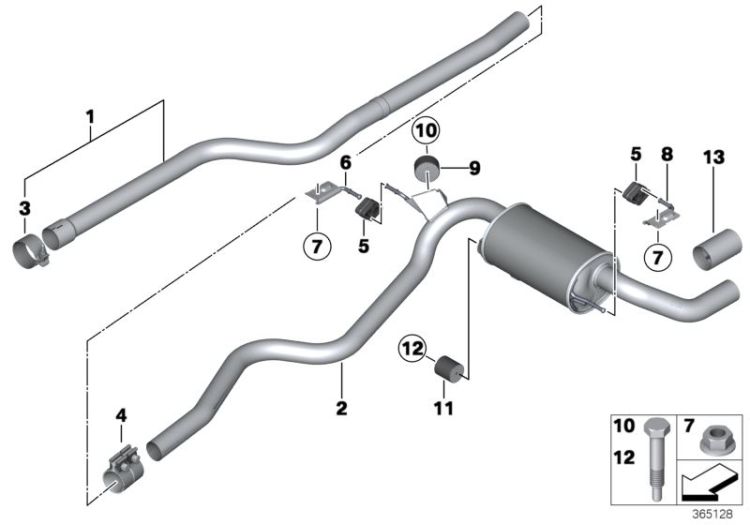 Exhaust system, rear ->53625180964