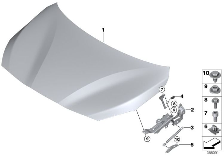 Engine hood/mounting parts ->57232412428