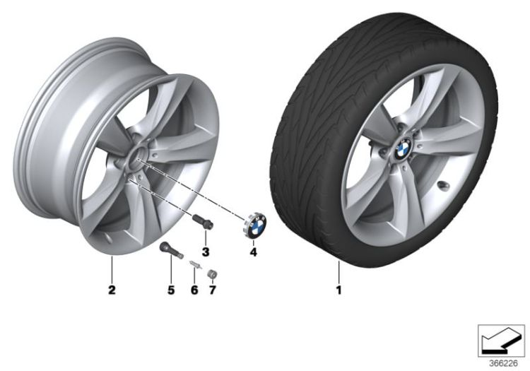 Roue alliage BMW rayons doubles 606-19`` ->52632362013