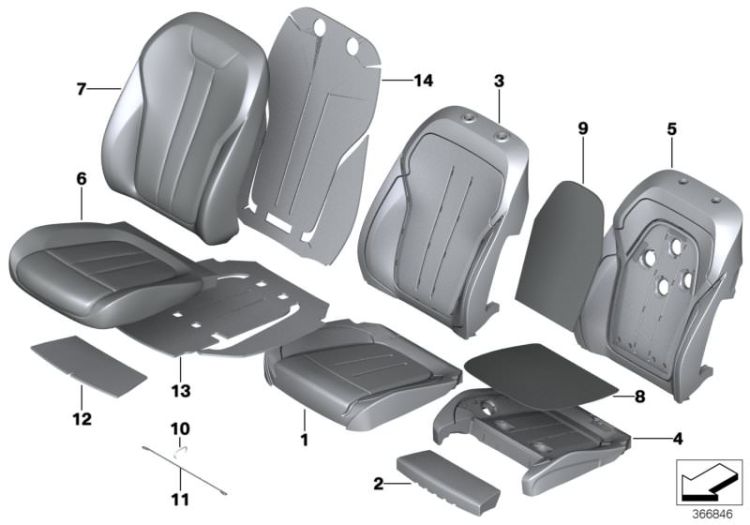 Seat, front, cushion and cover ->56762524081