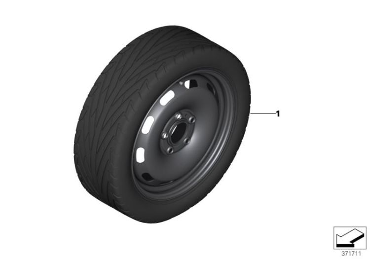 Compact spare wheel, steel, black ->56281362025