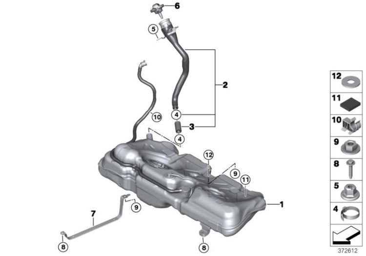 Reservoir de carburant plastique, numéro 01 dans l'illustration