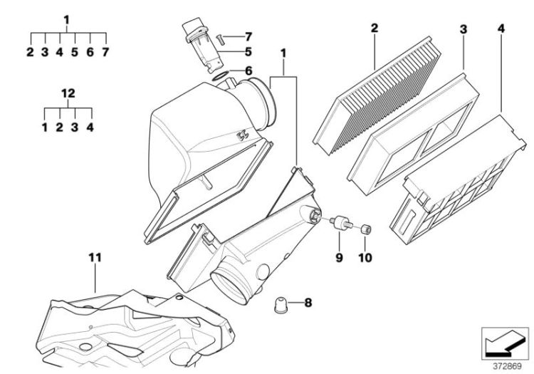 Intake silencer / Filter cartridge ->47606130920