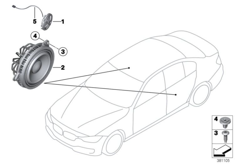 Single parts f rear door loudspeaker ->53621652313