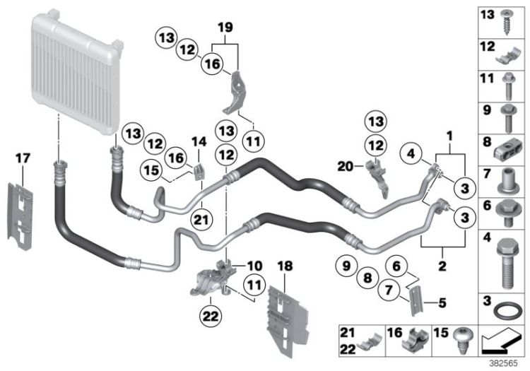 Engine oil cooler pipe ->51869170486