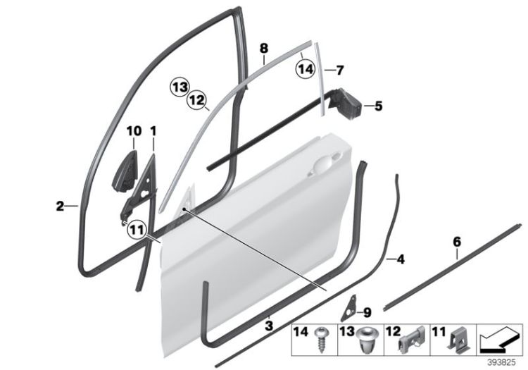 Trims and seals, door, front ->55241518733