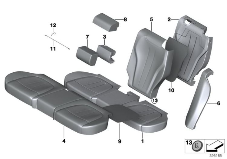 Seat, rear, cushion, & cover, basic seat ->56081523889