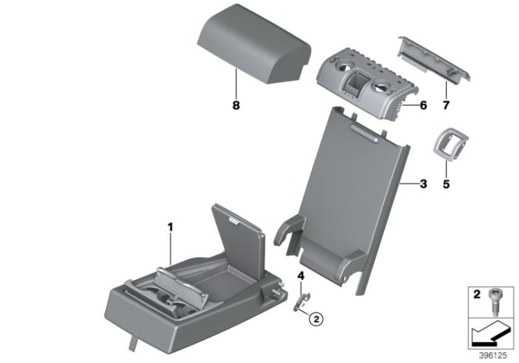 Rear seat centre armrest ->56081523930