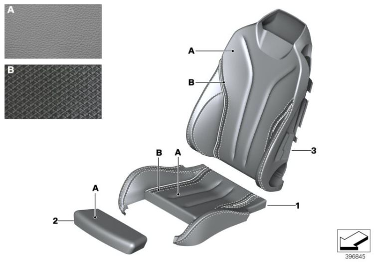 Individual sports seat cover, front ->56193911333